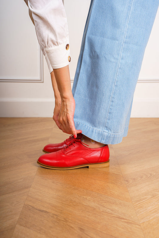 Marcel - Derbies Swing Rouges en Cuir