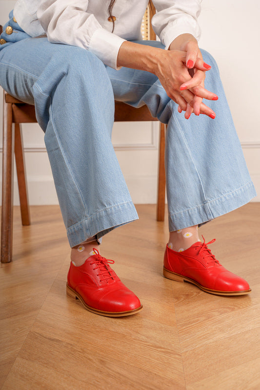 Marcel - Derbies Swing Rouges en Cuir