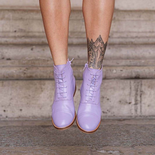 Mama Lilas - Bottines Swing Lilas en Cuir