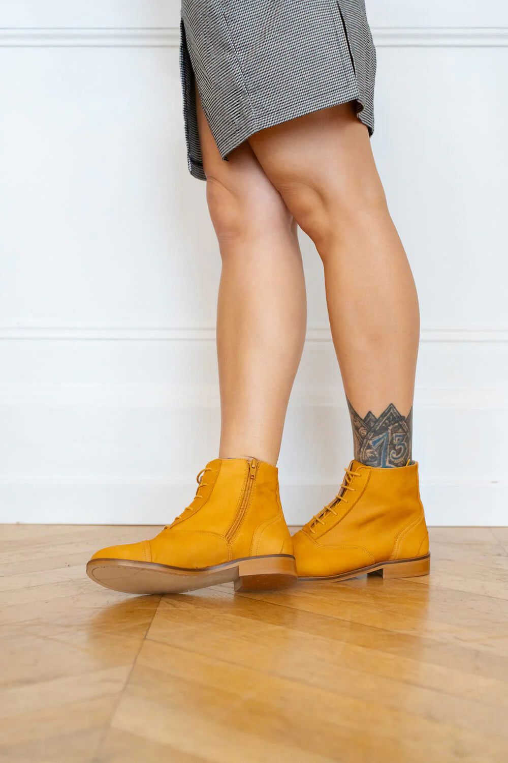 Chaussures Swing Bottines Jaune Moutarde en Nubuck