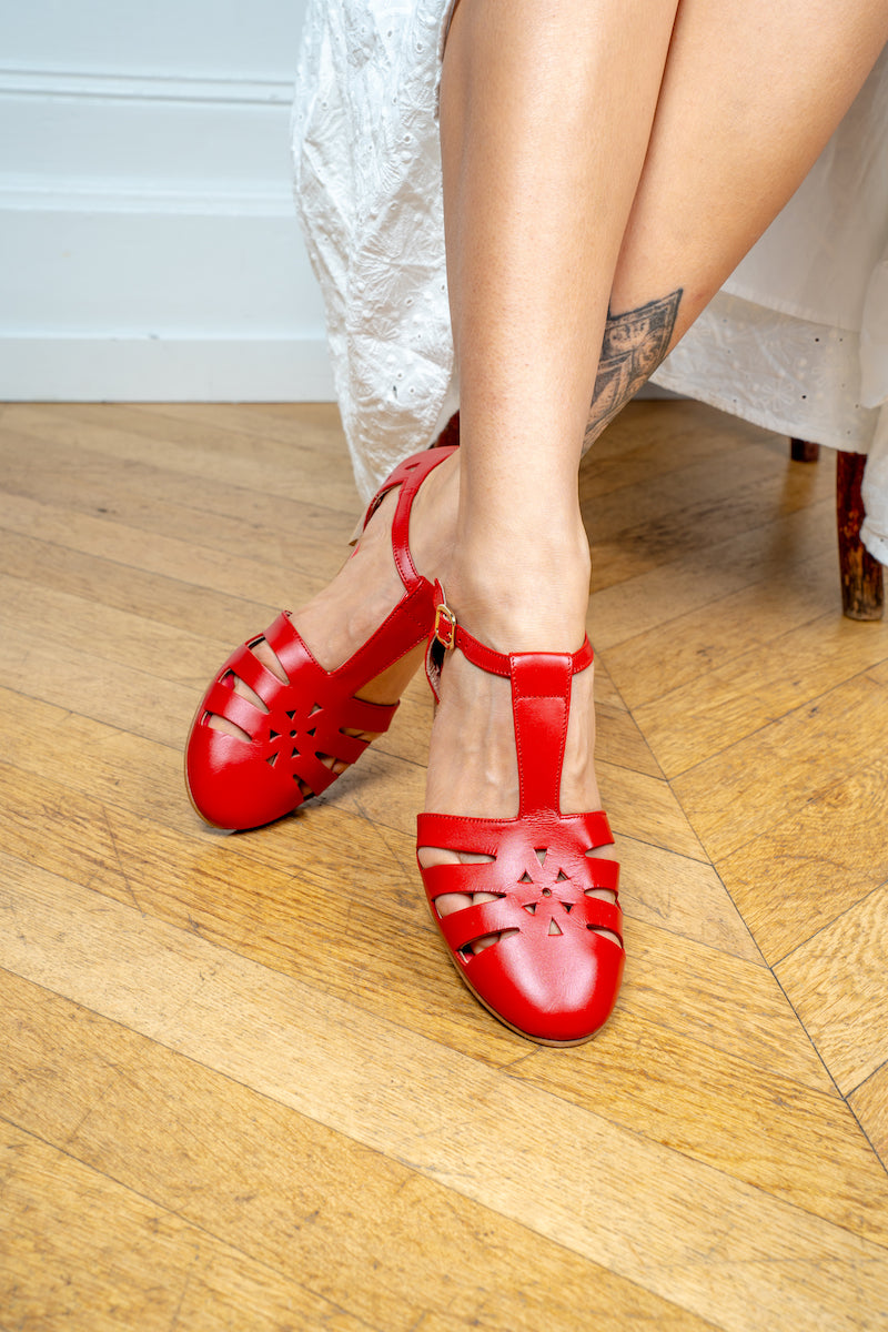 Holly - Sandales Swing en Cuir Rouges