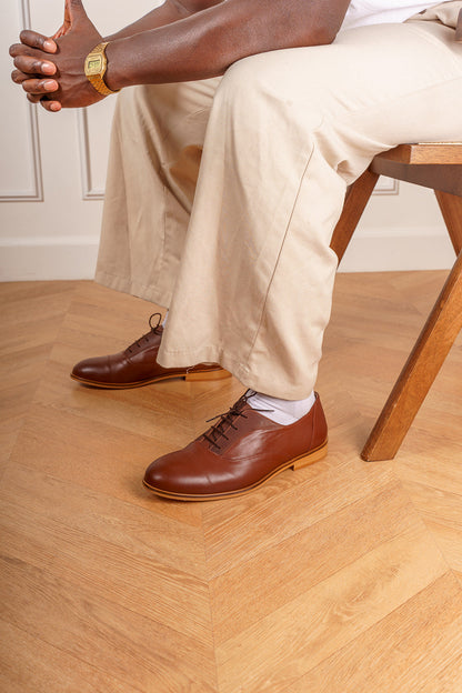 Oscar, derbies de danse swing marron en cuir, modèle mixte