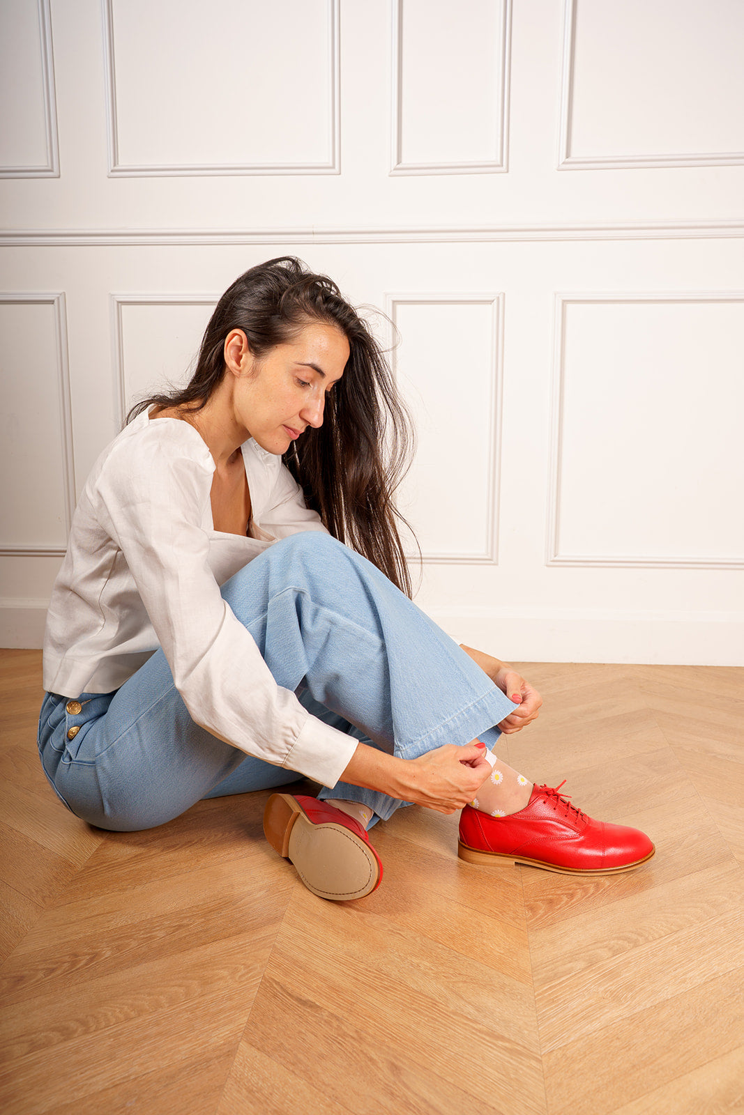 Marcel - Derbies Swing Rouges en Cuir