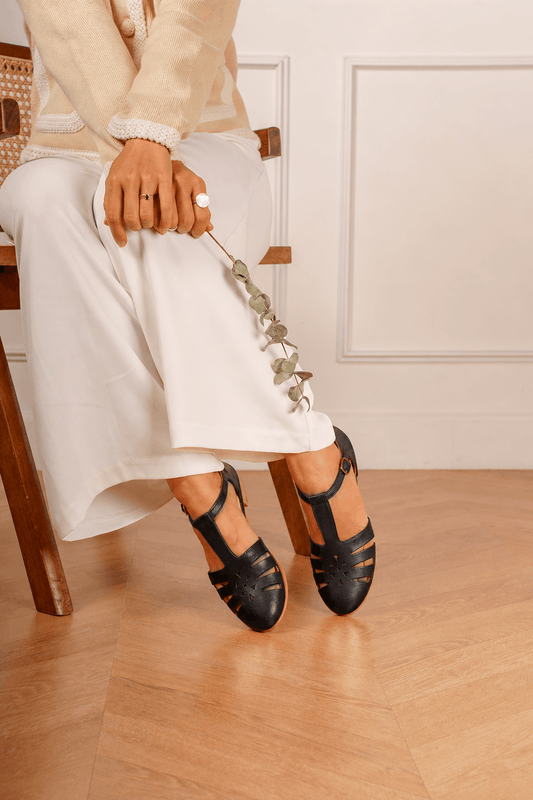 Joe, sandales plates de danse swing noires vegan