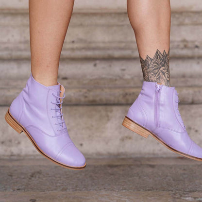 Mama Lilas, bottines de danse swing lilas en cuir