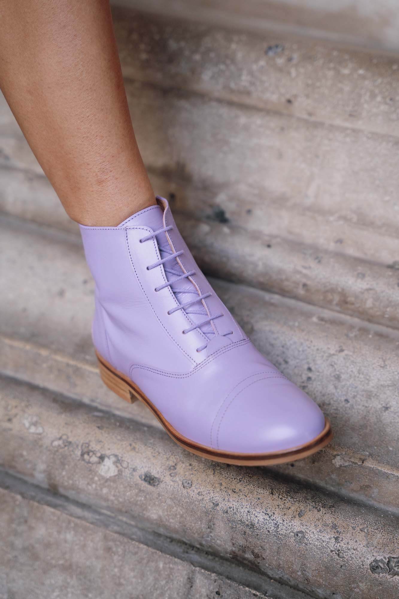 Mama Lilas - Bottines Swing Lilas en Cuir